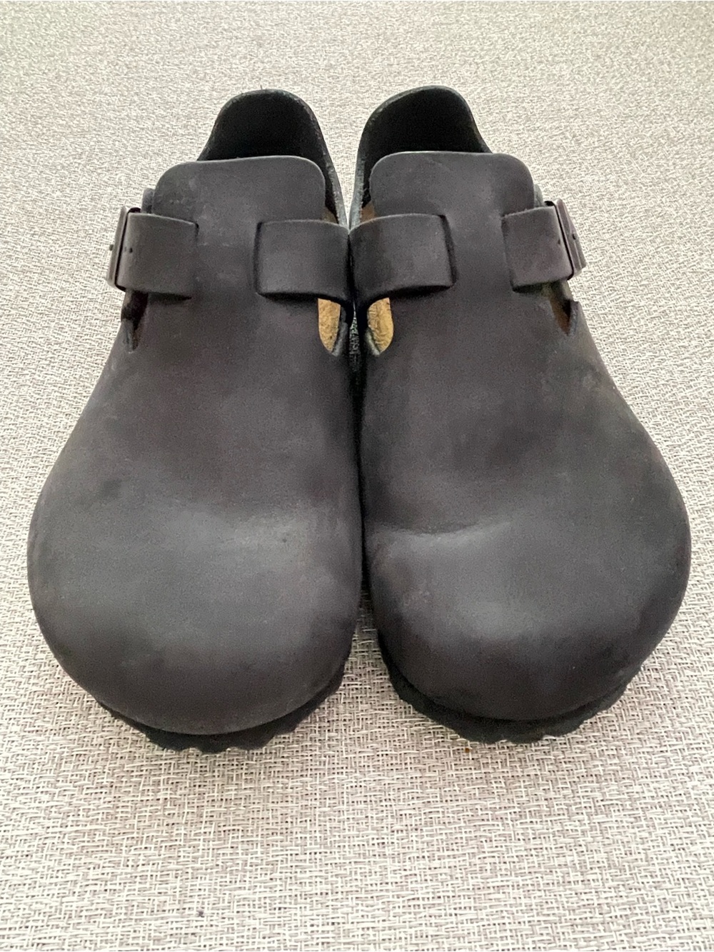 Birkenstock Black London Leather Clogs with Buckle Womens 37